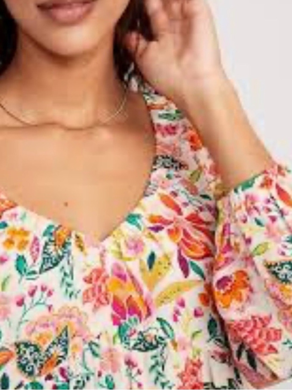 Tropical Peasant Blouse Women's L - Picture 8 of 11